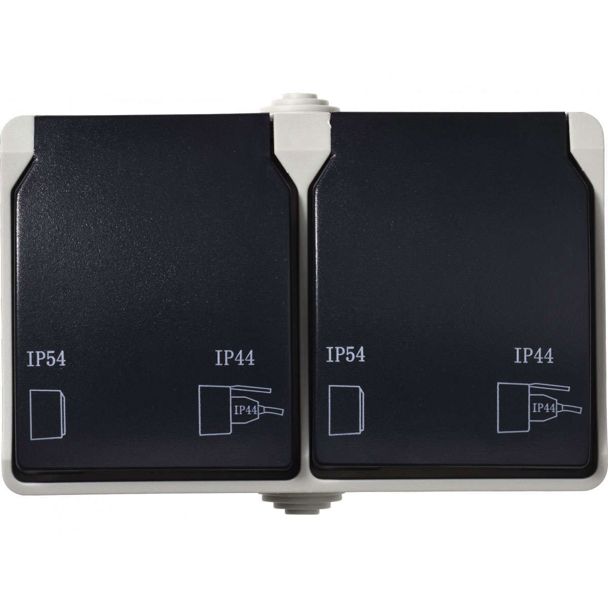 2-fach Aufputz-Steckdose Basic Feuchtraum grau Bild 2