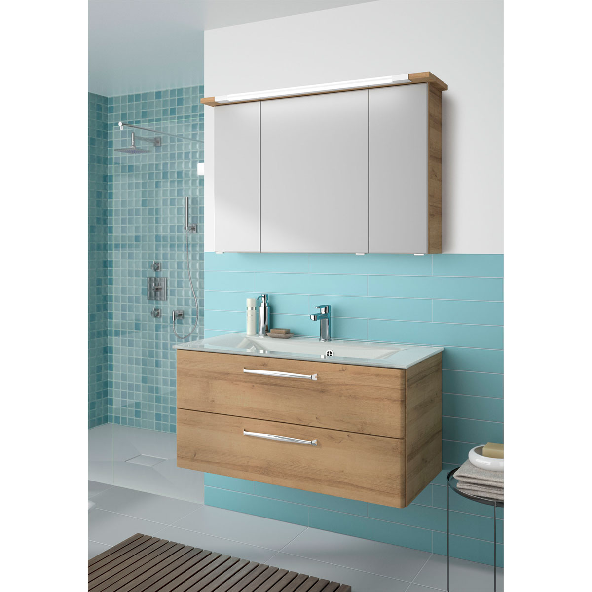 Pelipal Spiegelschrank Trentino Eiche inkl LED-Aufbauleuchte Bild 2