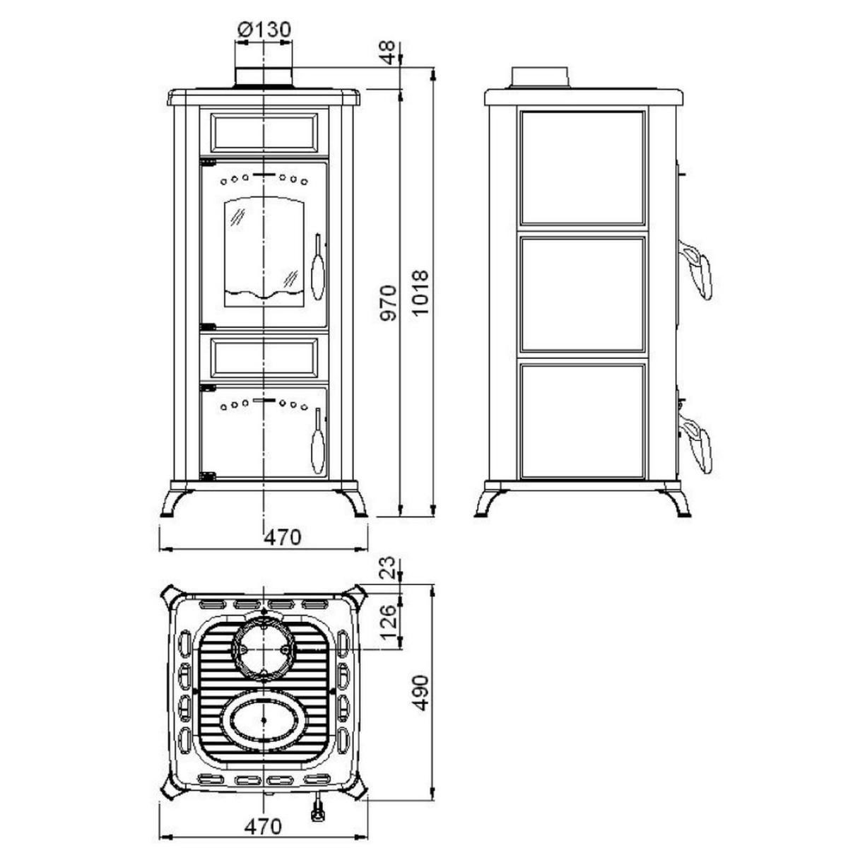 Wamsler Kaminofen Romantik Keramikbordeaux 7,5 KW, Abgasanschluss 130 mm Bild 2