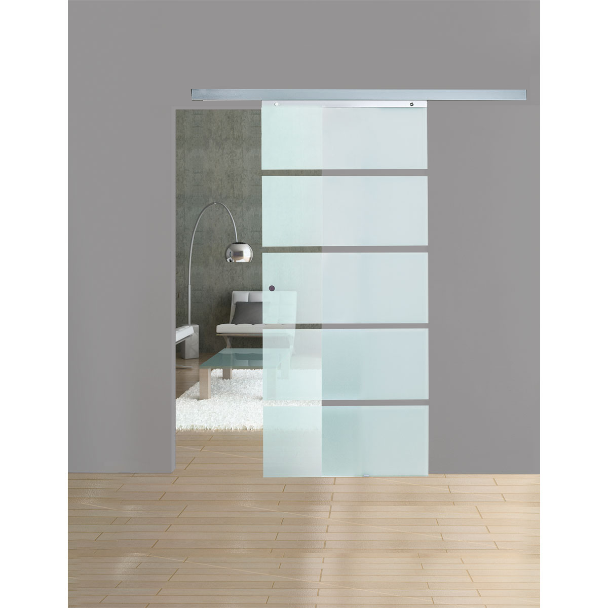 Durabil Glasschiebetür-Set „Edelstahl Open“, 90x208 cm Bild 1