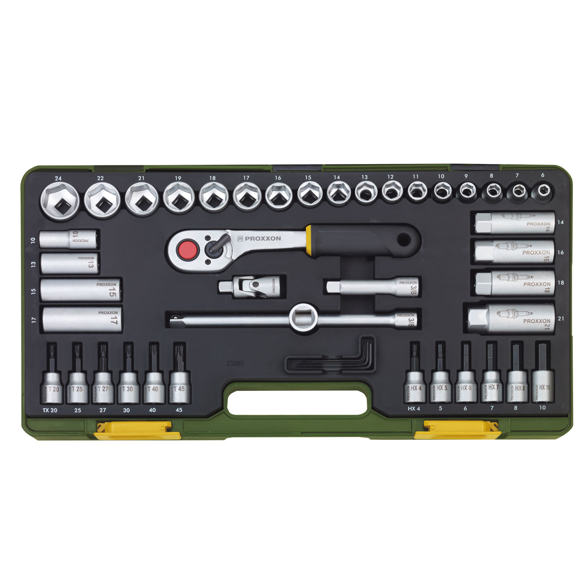 Proxxon Industrial Steckschlüssel-Satz mit Knüppelratsche 3/8 Zoll 47-teilig