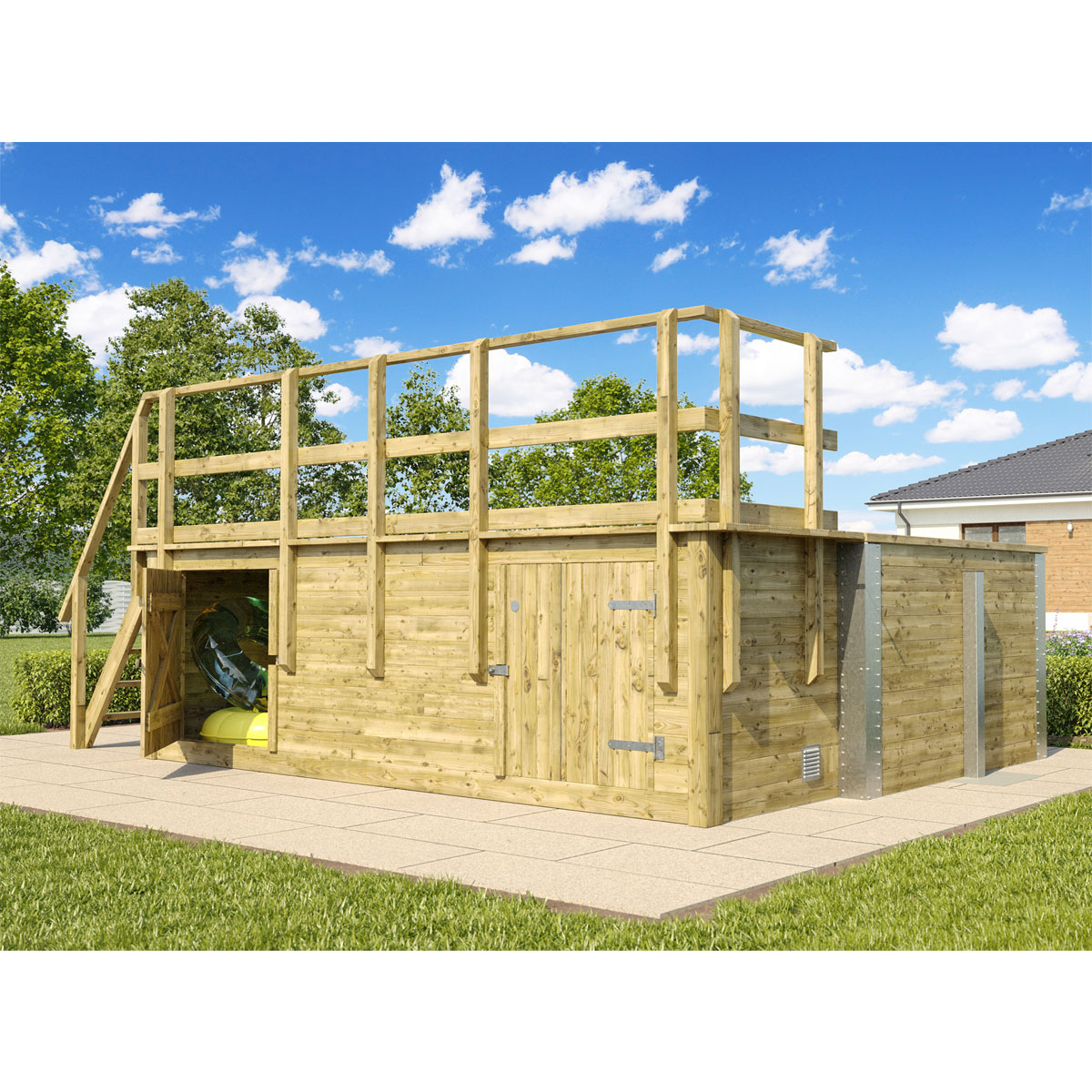 Weka Pool Rechteckig Größe 1 b 308,5 x 401,5 cm inkl Technikraum/Sonnendeck und FilteranlageFolie hellgrau Bild 4