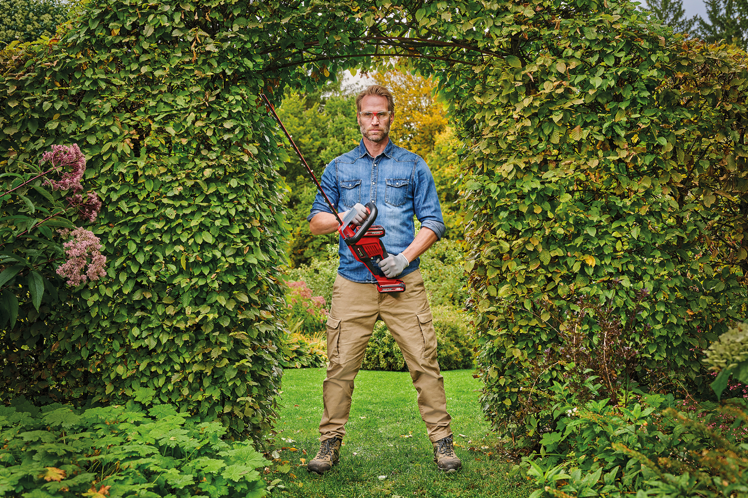 Baum-und-Strauchpflege Mann im Garten