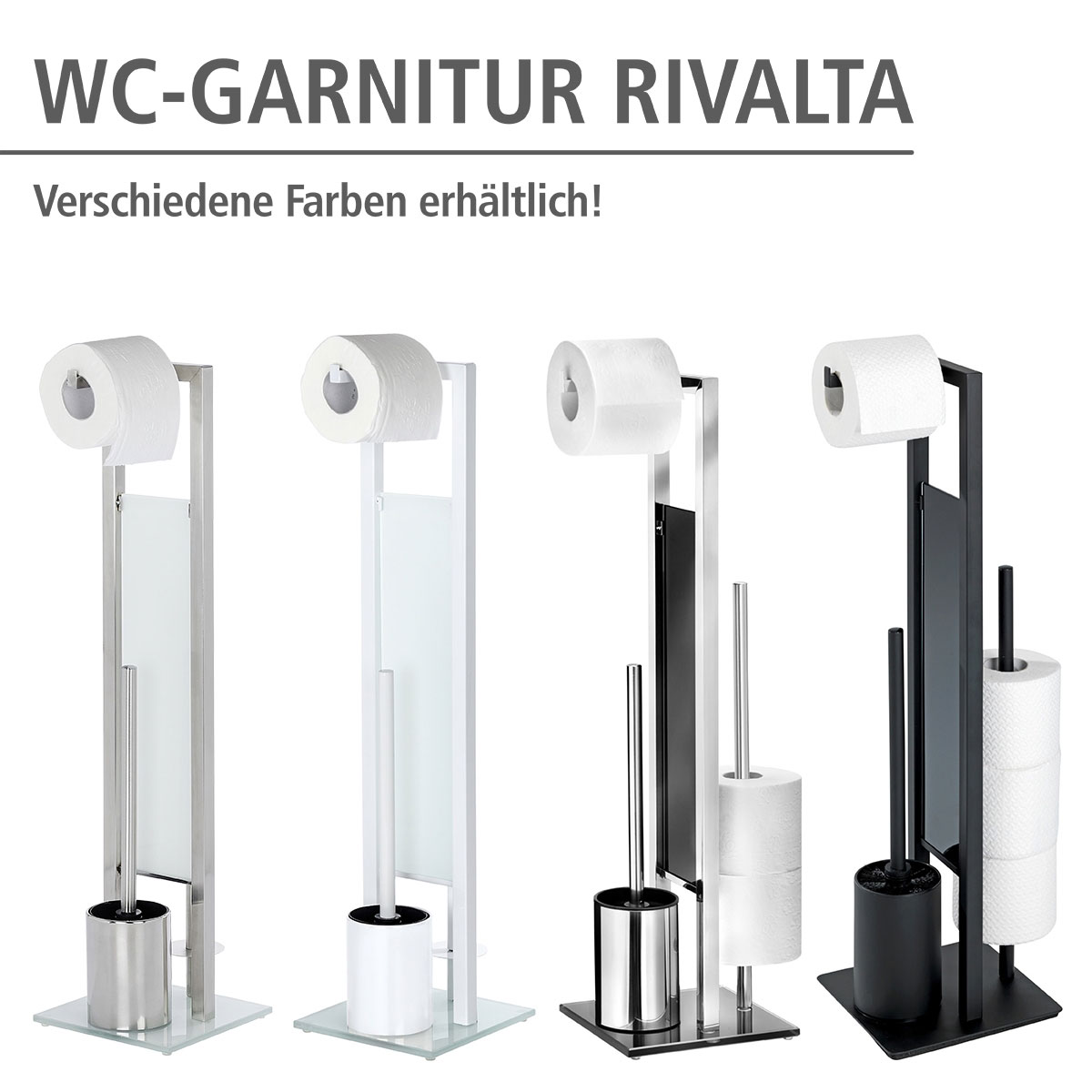Wenko  Stand WC-Garnitur Rivalta Weiß integrierter Toilettenpapierhalter und WC-Bürstenhalter Bild 5