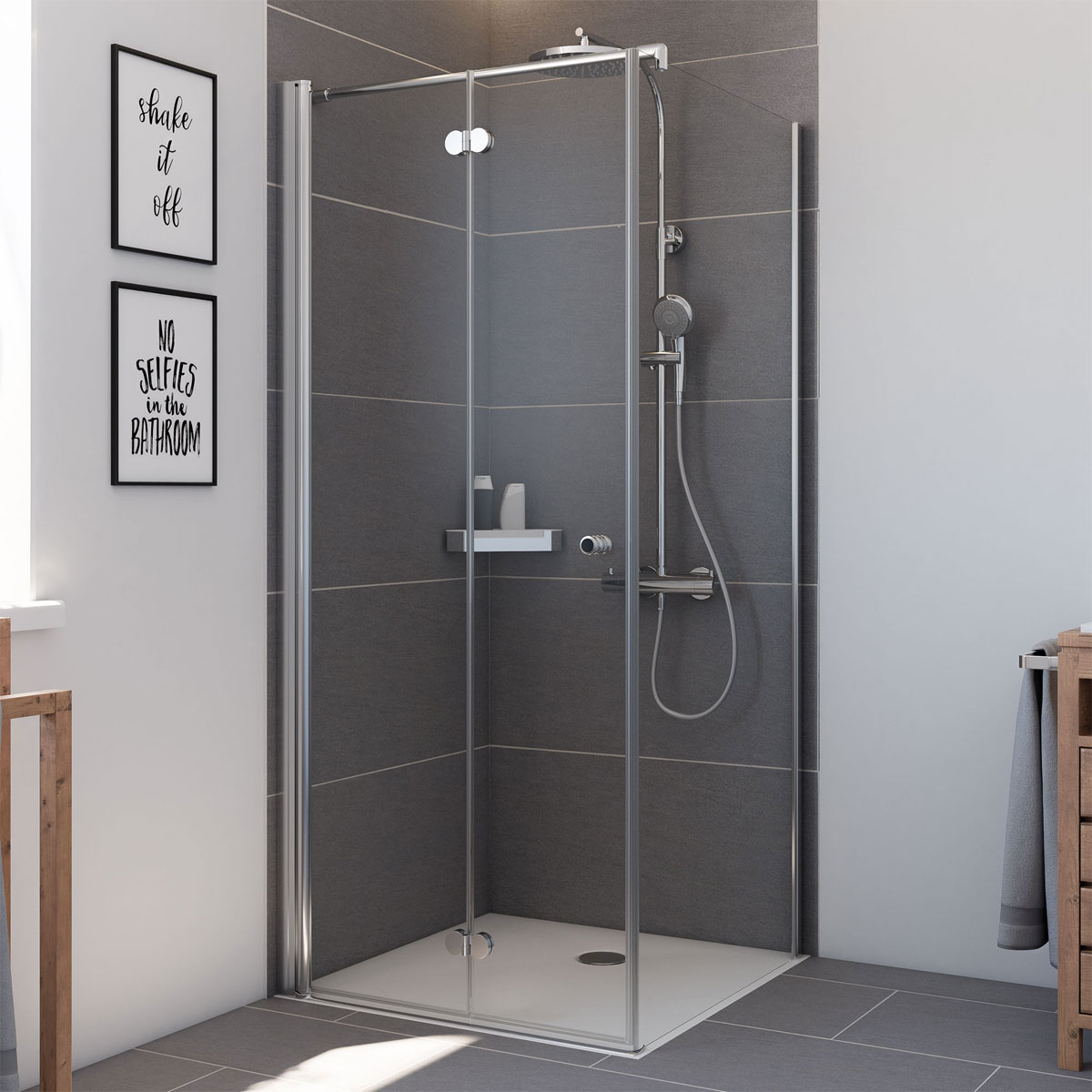 Breuer  Seitenwand Elana Komfort Drehfalttür 2-teilig Anschlag rechts alu chromeffekt Klarglas 800 mm