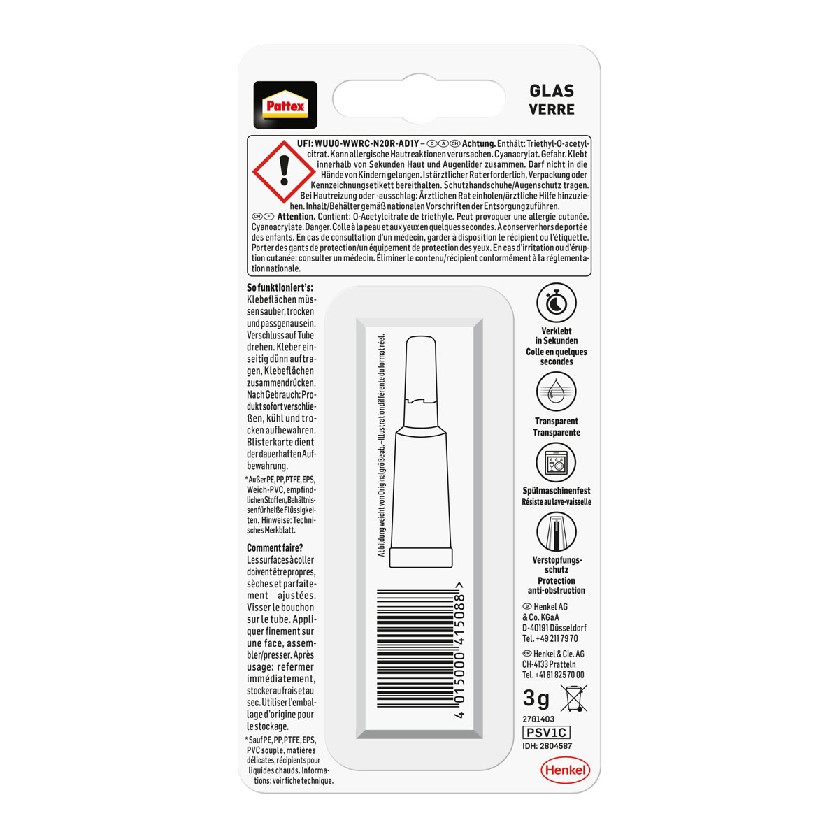 Pattex Sekundenkleber Glas 3 g Bild 2