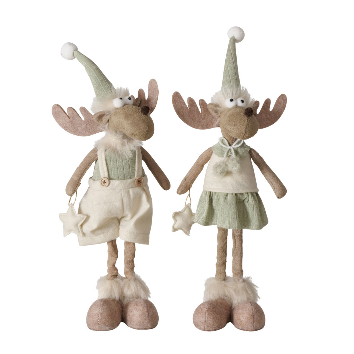 Figur Bruny sortiert Elch 17 x 12 x 45 cm cremeweiß braun hellgrün Textil