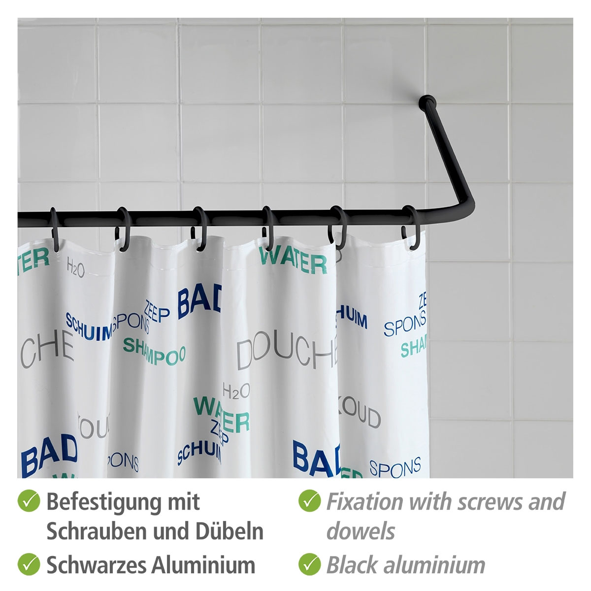 Wenko  Winkelstange Universal Schwarz 20 mm