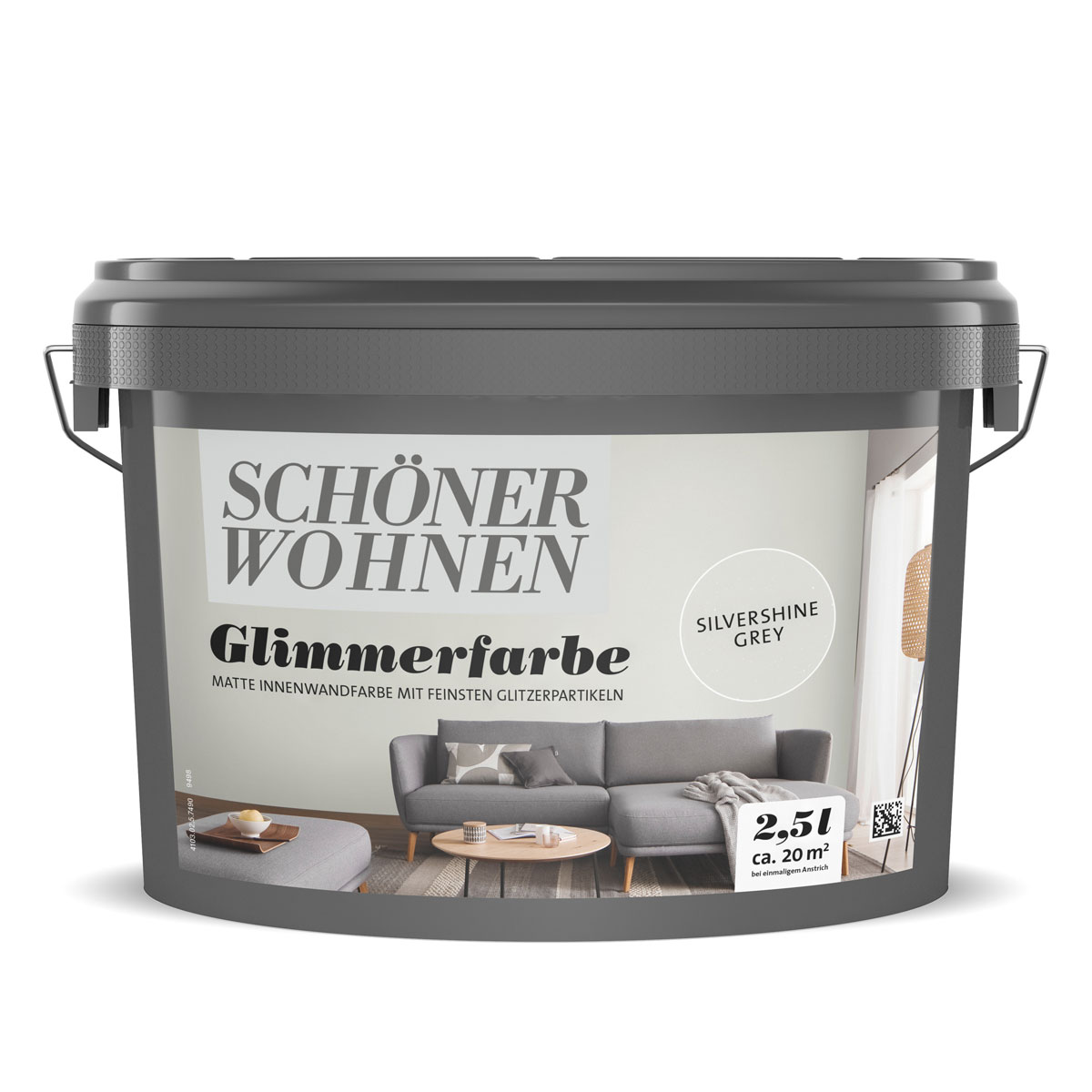 Schöner Wohnen Farbe  Wandfarbe Glimmerfarbe silvershine grey 2,5 Liter Bild 1
