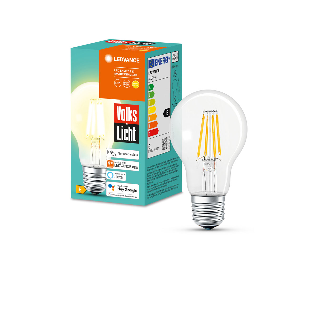 Ledvance SMART+ LED-Leuchtmittel VolksLicht E27 smart dimmbar