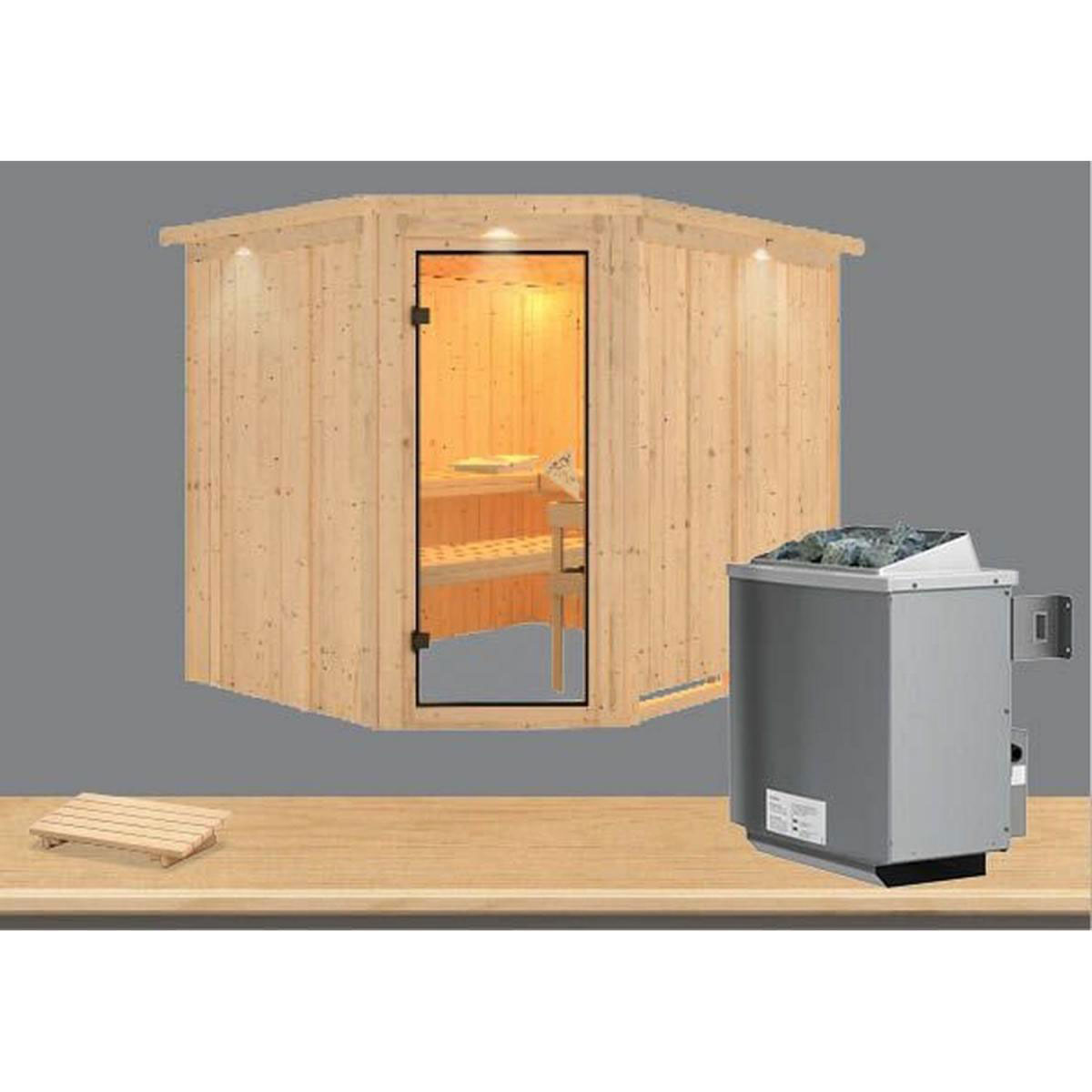 Karibu Systemsauna Malin 68 mm 9 kW Ofen integr Strg inkl Dachkranz Bild 2