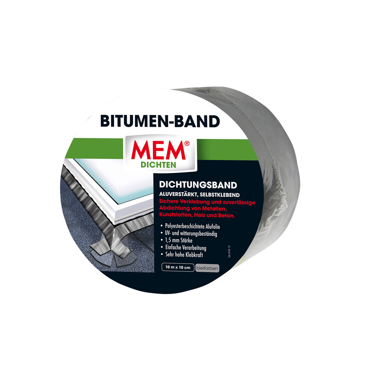  Bitumen-Band, bleifarbig, 10 cm, 1000 cm