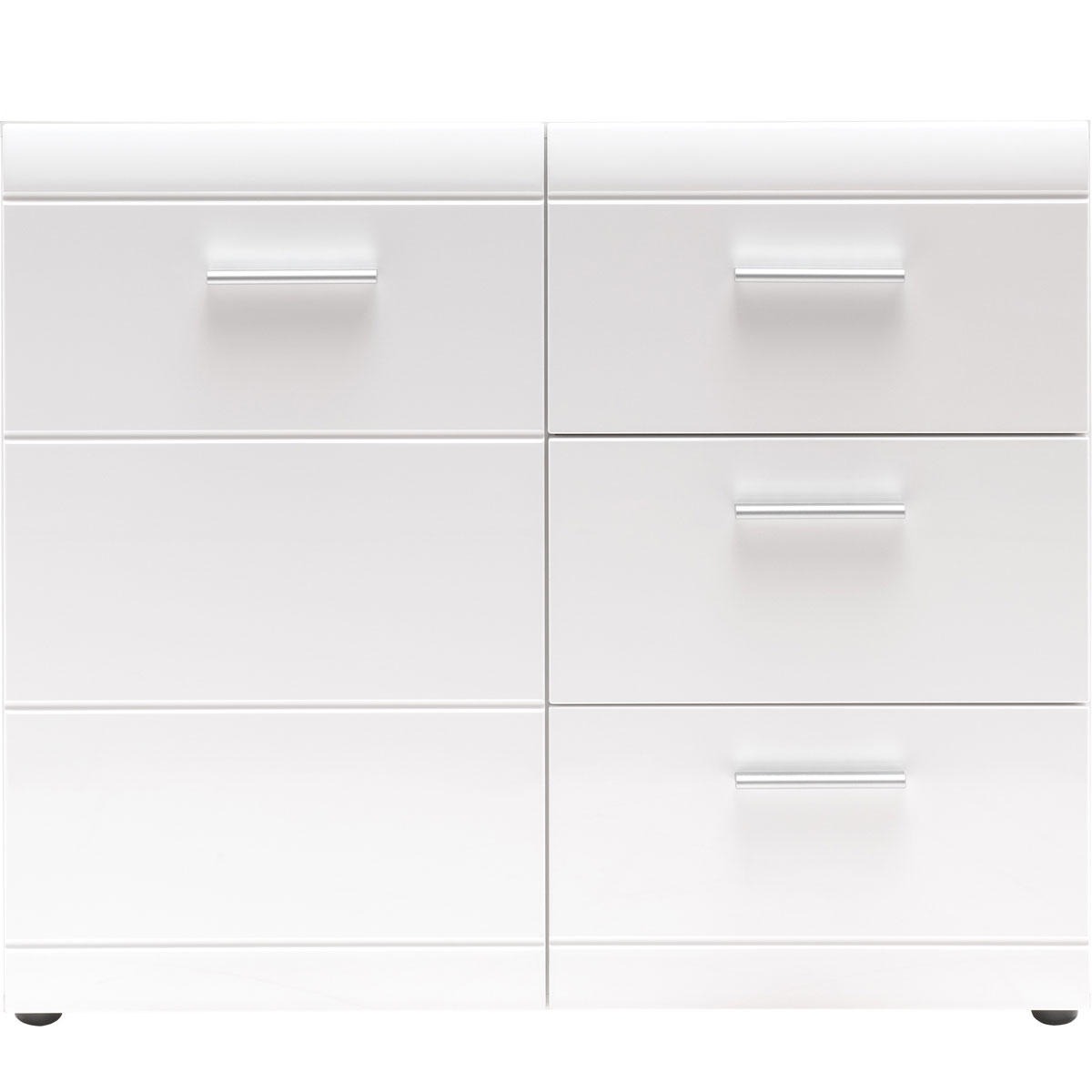 Kommode Adison Fronten in Hochglanz mit Rillenfräsung 96 x 86 x 40 cm weiß