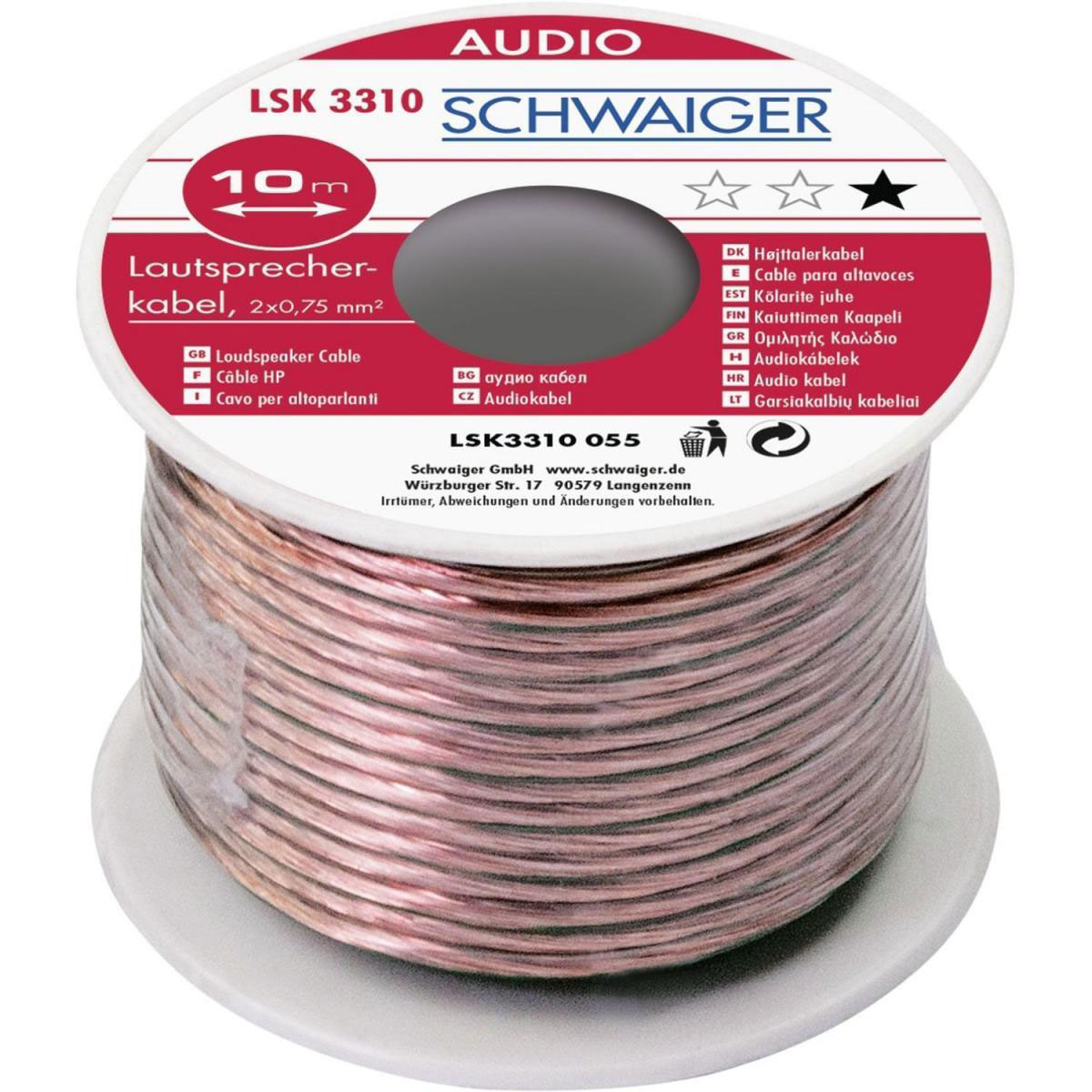 Schwaiger Audio-Lautsprecherkabel 10 m transparent 2x 0,75 mm² Bild 2