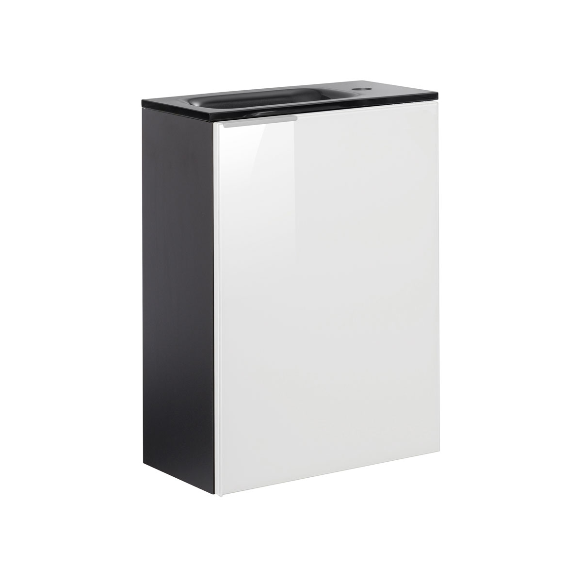 Fackelmann  Gäste-WC Waschtischunterschrank rechts SBC 440 x 600 x 243 mm anthrazit/lackiertes Glas Weiß Bild 3
