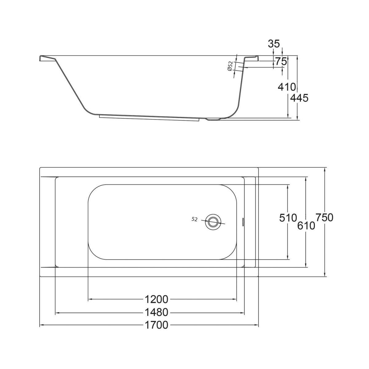 Ottofond Badewanne Costa 170 x 75 cm weiß Bild 3