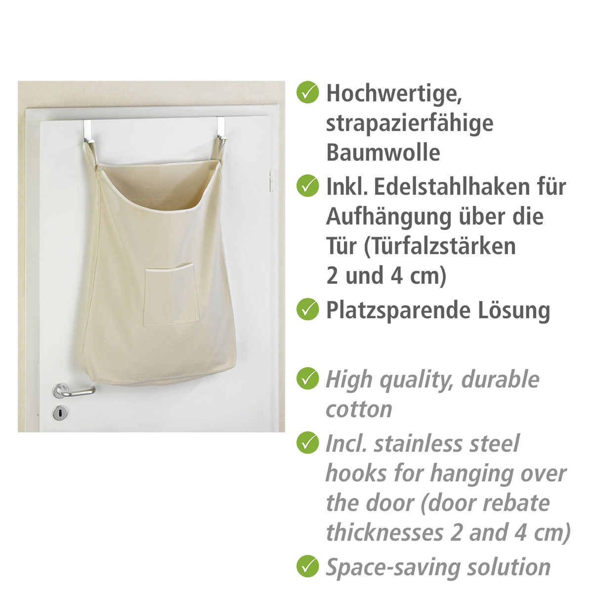 Wenko  Über-Tür Wäschesammler Canguro Beige 65 l Bild 3