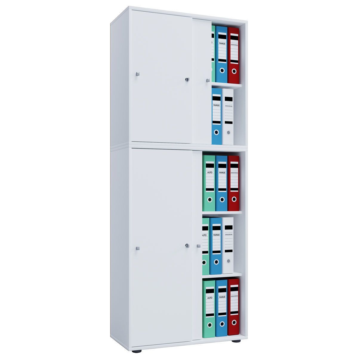 Büroschrank Lona XXL mit Schiebetüren weiß Bild 1