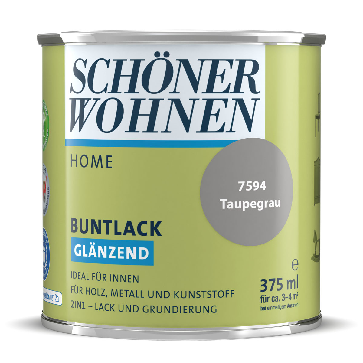 Schöner Wohnen Farbe Buntlack Home taupegrau glänzend 375 ml Schöner Wohnen Farbe Buntlack Home taupegrau glänzend 375 ml