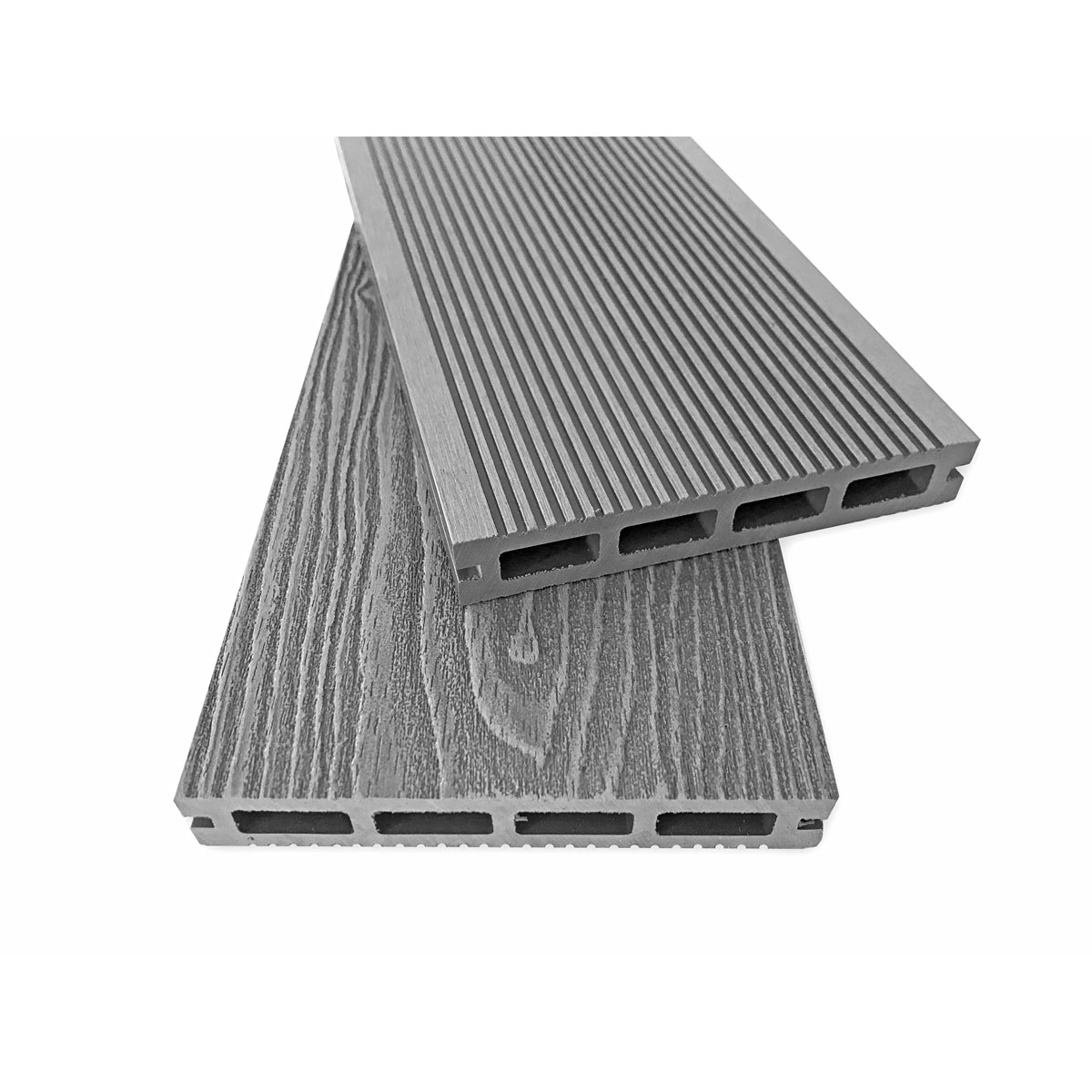 Hartmann WPC-Terrassendiele grau geriffelt 200 x 14,5 x 2,3 cm