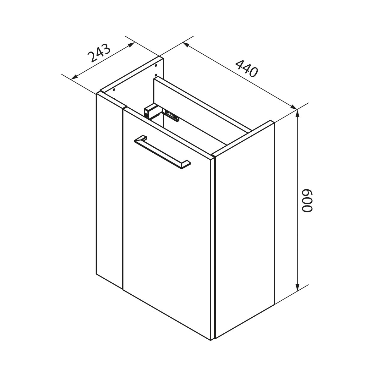 Fackelmann  Gäste-WC Waschtischunterschrank rechts SBC 440 x 600 x 243 mm AstEiche/Weiß Bild 7