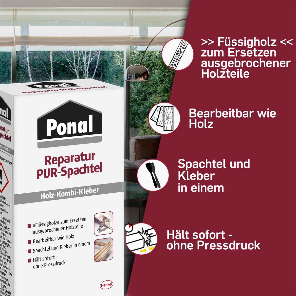 Ponal Spachtelmasse Reparatur PUR-Spachtel 177 g Bild 5