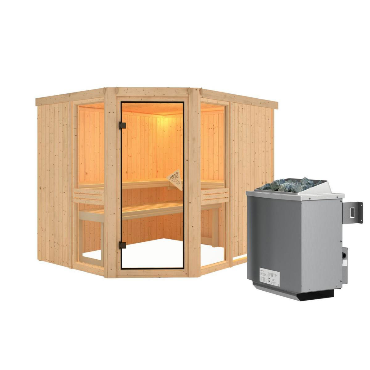 Karibu Amelia 3 Eckeinstieg 9 kW Ofen integr Strg ohne Kranz Bild 8