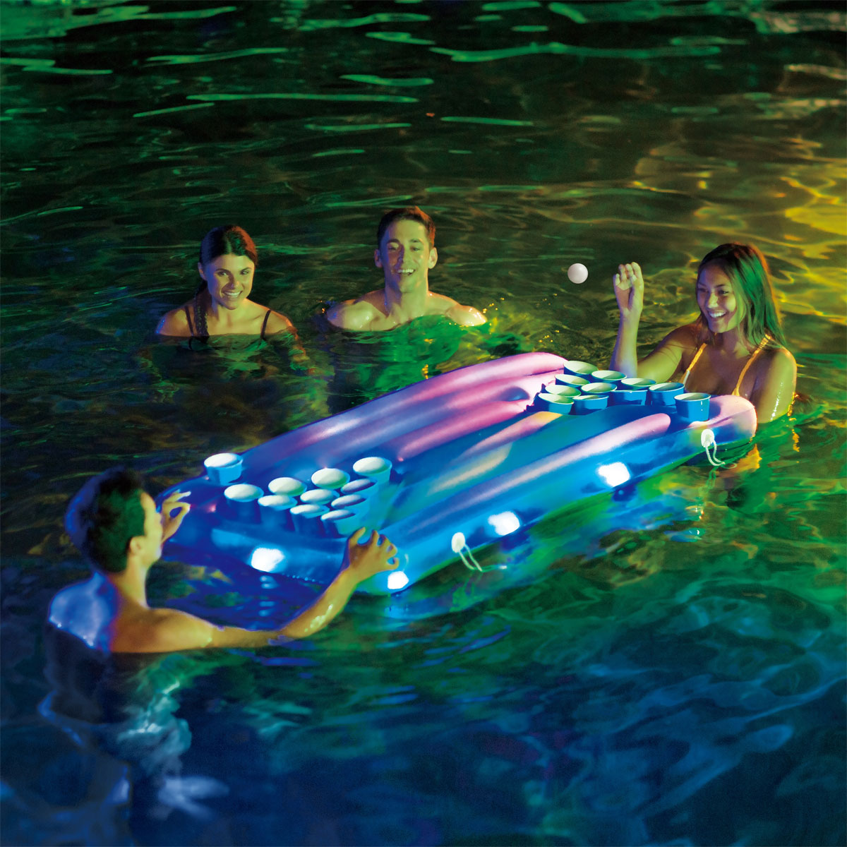 Summer Waves Wasserspielzeug Bierpong Luftmatratze Aqua Glow 160x84x19cm Bild 7