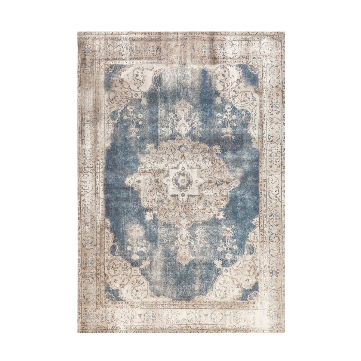 Kurzflorteppich Vintage 8400 creme/blau