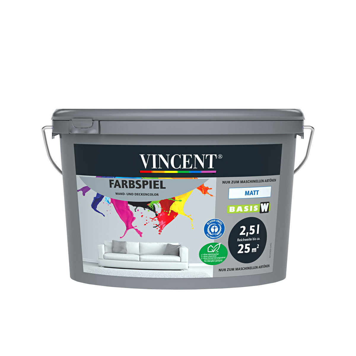 Vincent Innenfarbe Farbspiel MIX matt konservierungsmittelfrei 2,5 L