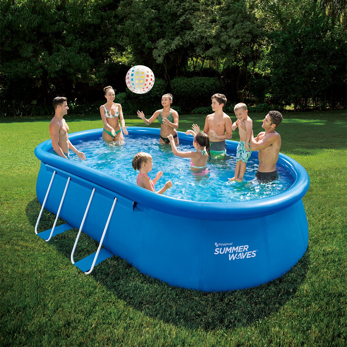 Summer Waves Quick Frame Pool 549x305x107cm Blau Bild 2