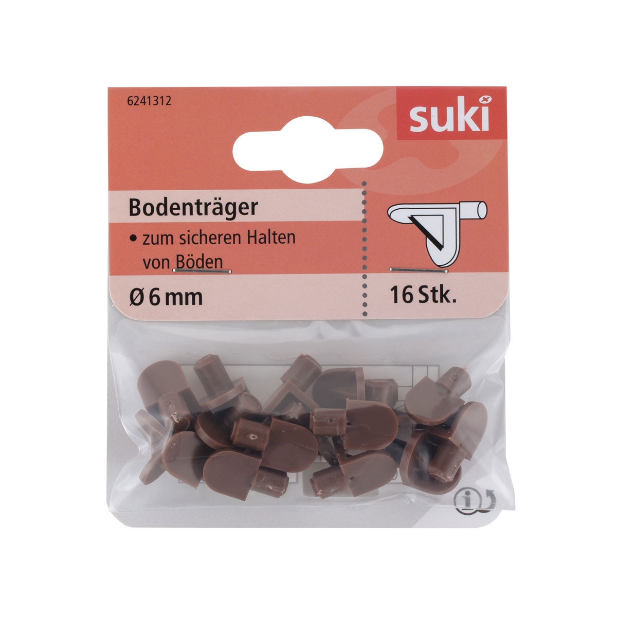 Suki Bodenträger Kunststoff Durchmesser 0,6 x 0,8 cm braun 16 Stück Bild 1