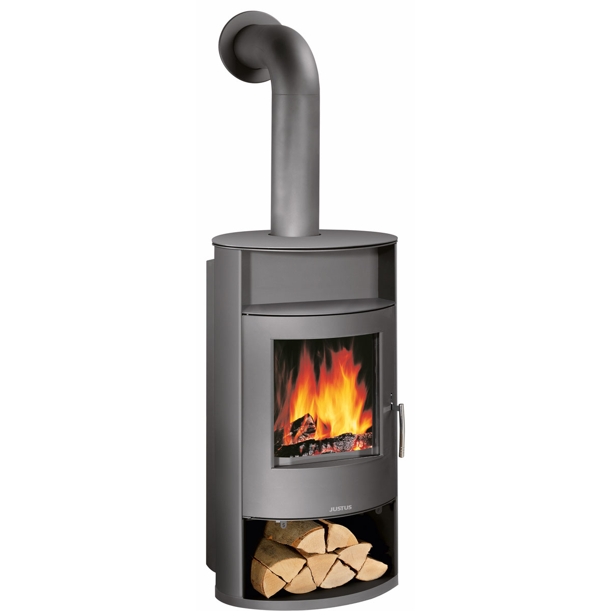 Justus Kaminofen Island Aqua Stahl Bild 1