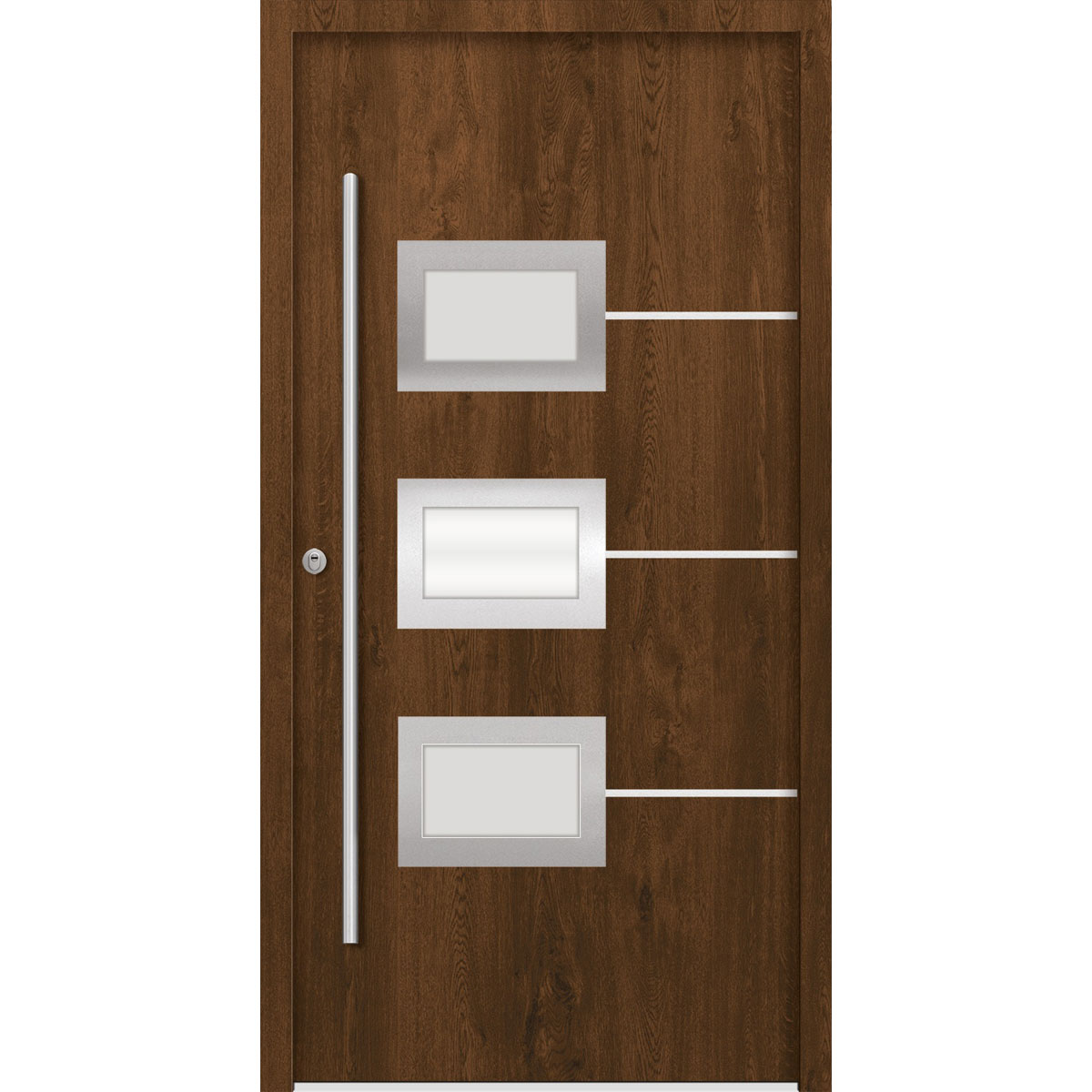 SplenDoor  Premium-Haustür Passivedoor Bergen RC2 energiesparend einbruchsicher nussbaum 100 x 210 cm links