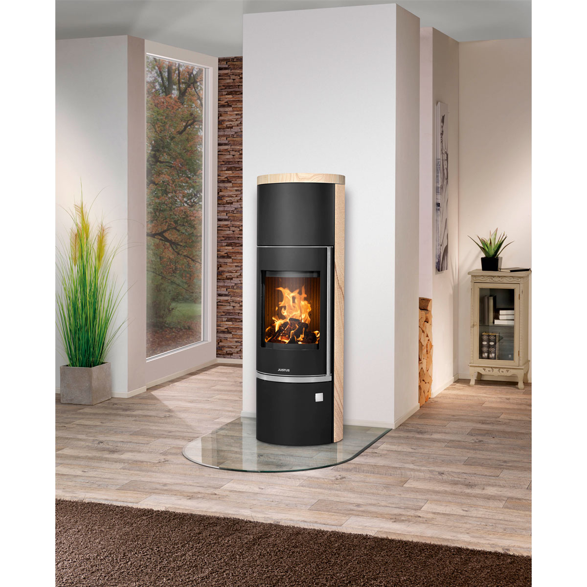 Kaminofen Faro W+ 2.0 Sandstein, KorpusStahl Schwarz Bild 2