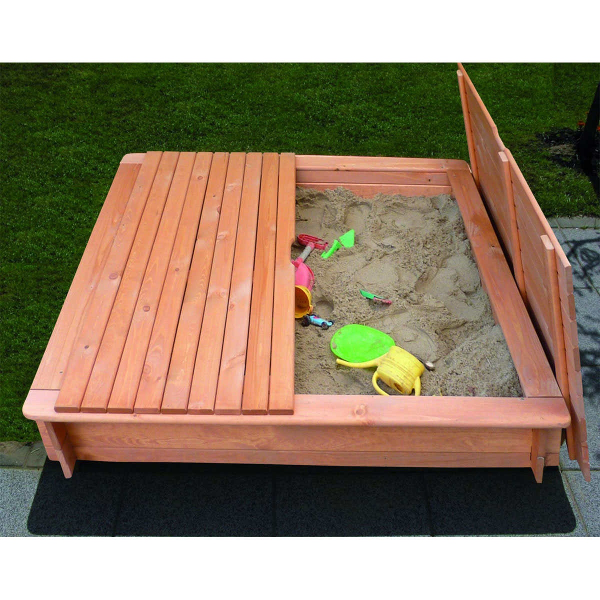 Promadino Sandkasten Tessa 140 x 140 cm mit Vollabdeckung Bild 3