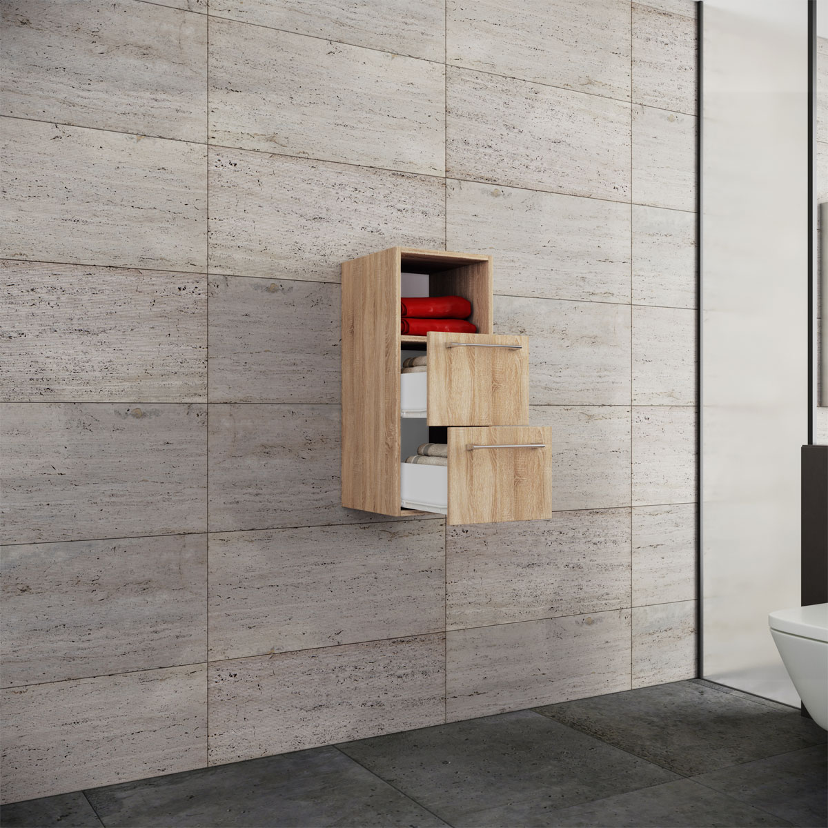 Midischrank VCB 5" 2 Schubladen und offenes Fach Sonoma-Eiche Bild 3