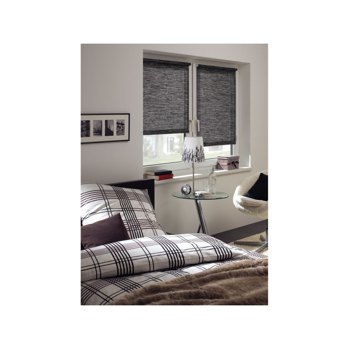 Gardinia Rollo Easyfix Natur black und white Bild 4