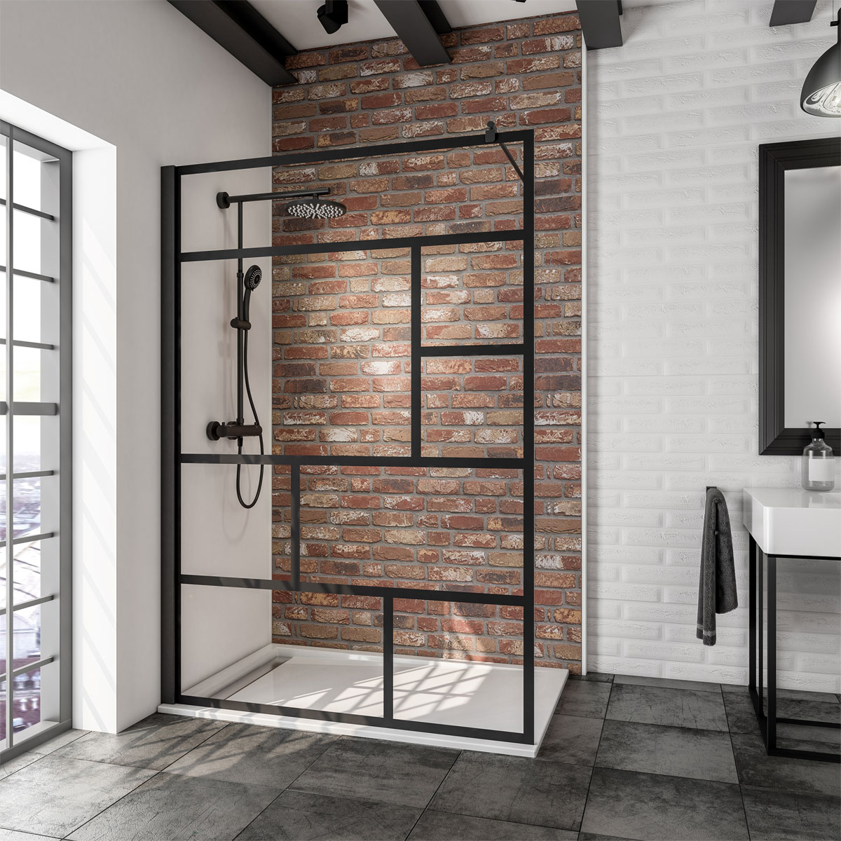 Schulte BlackStyle Walk In Alexa Style 2.0 mit Dekor Atelier 1 200 x 140 cm Bild 1