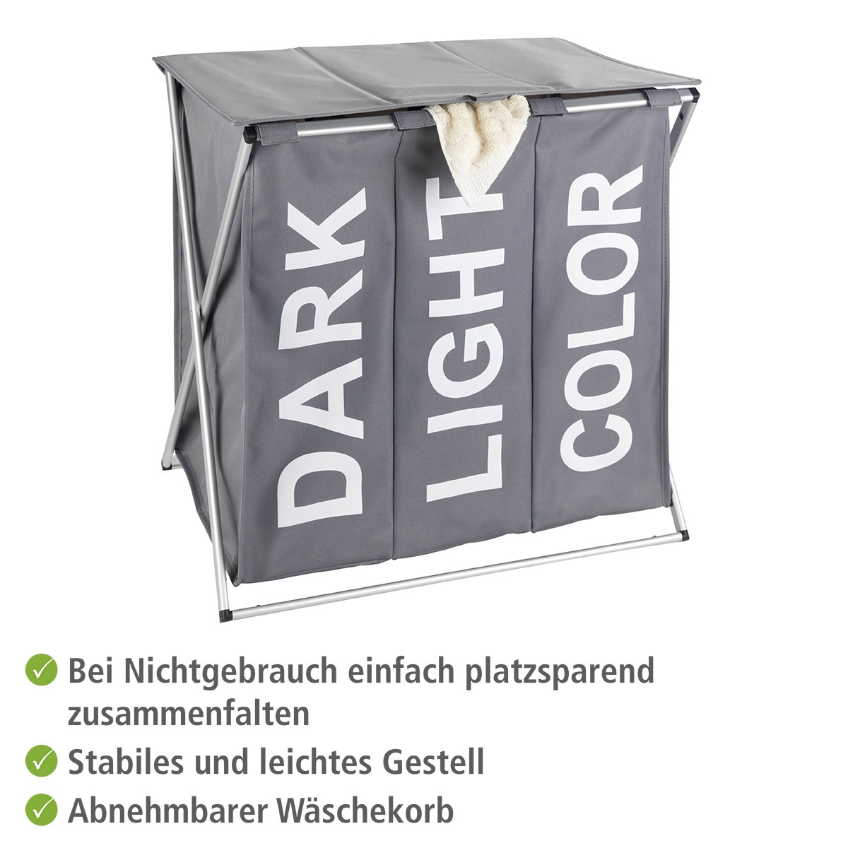 Wenko  Wäschesammler Trio Top Grau Wäschekorb 118 l Bild 3