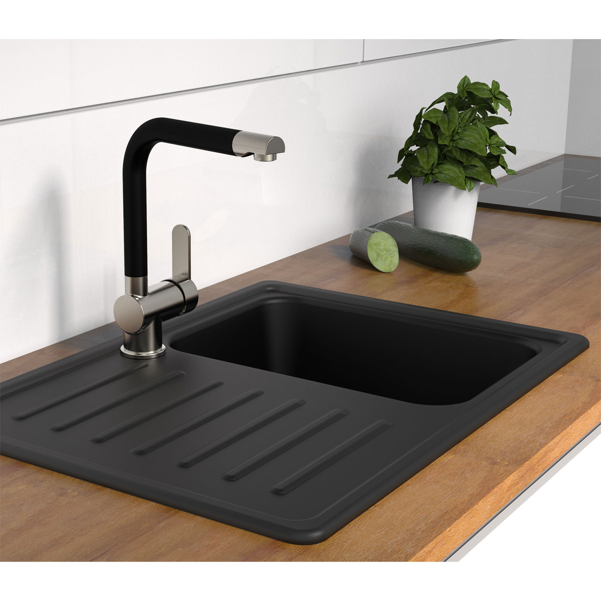 Schütte Schwenkbare Küchenarmatur Rio Edelstahloptik weiß Bild 8