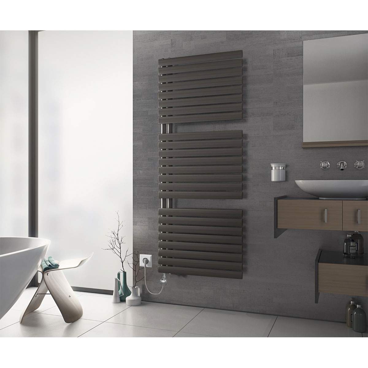Ximax  Elektrischer Handtuchwärmer Fortuna-Open 1512 x 600 mm 900 Watt Typ 4 Anthrazit Bild 1