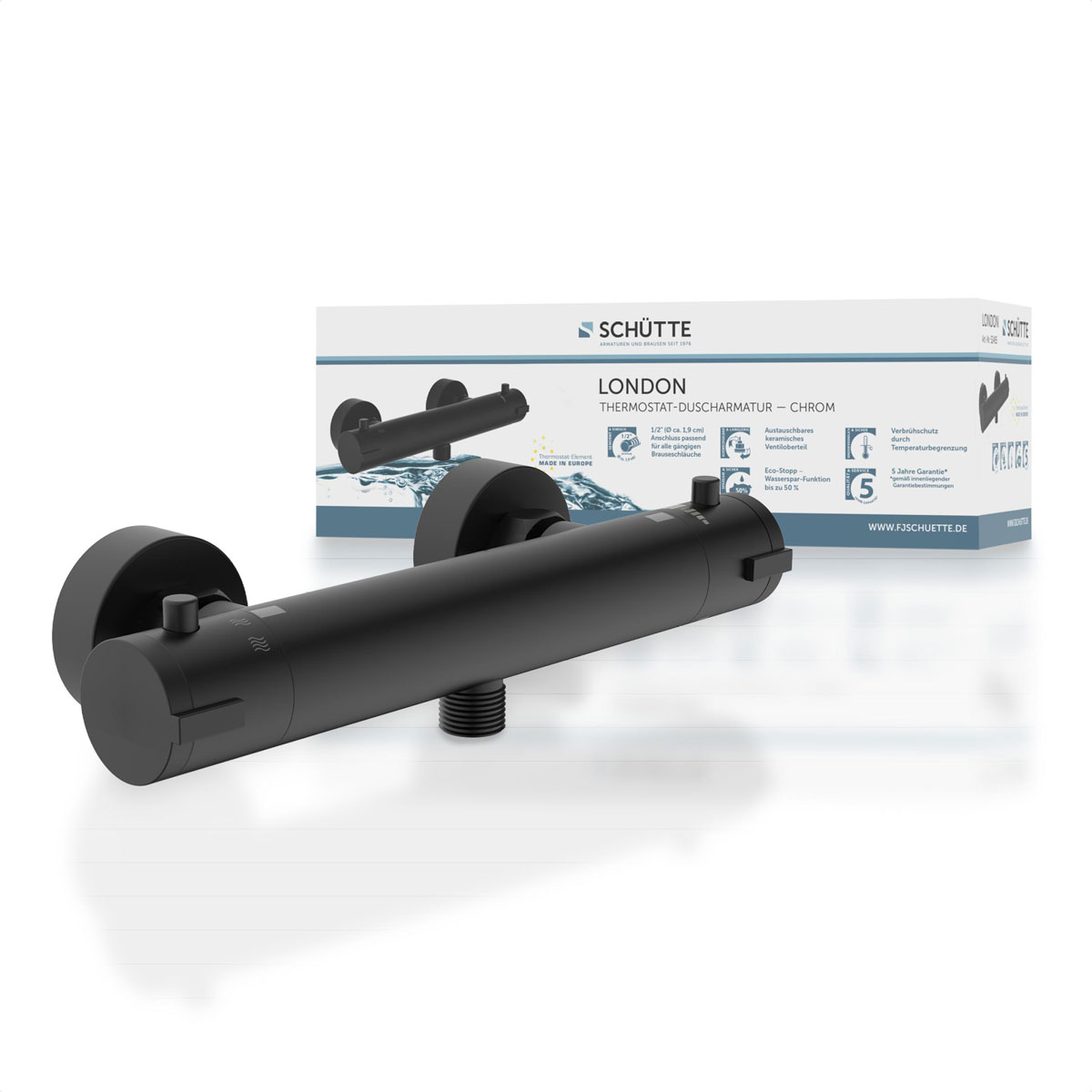 Schütte Thermostat Duscharmatur London Schwarz matt Bild 1