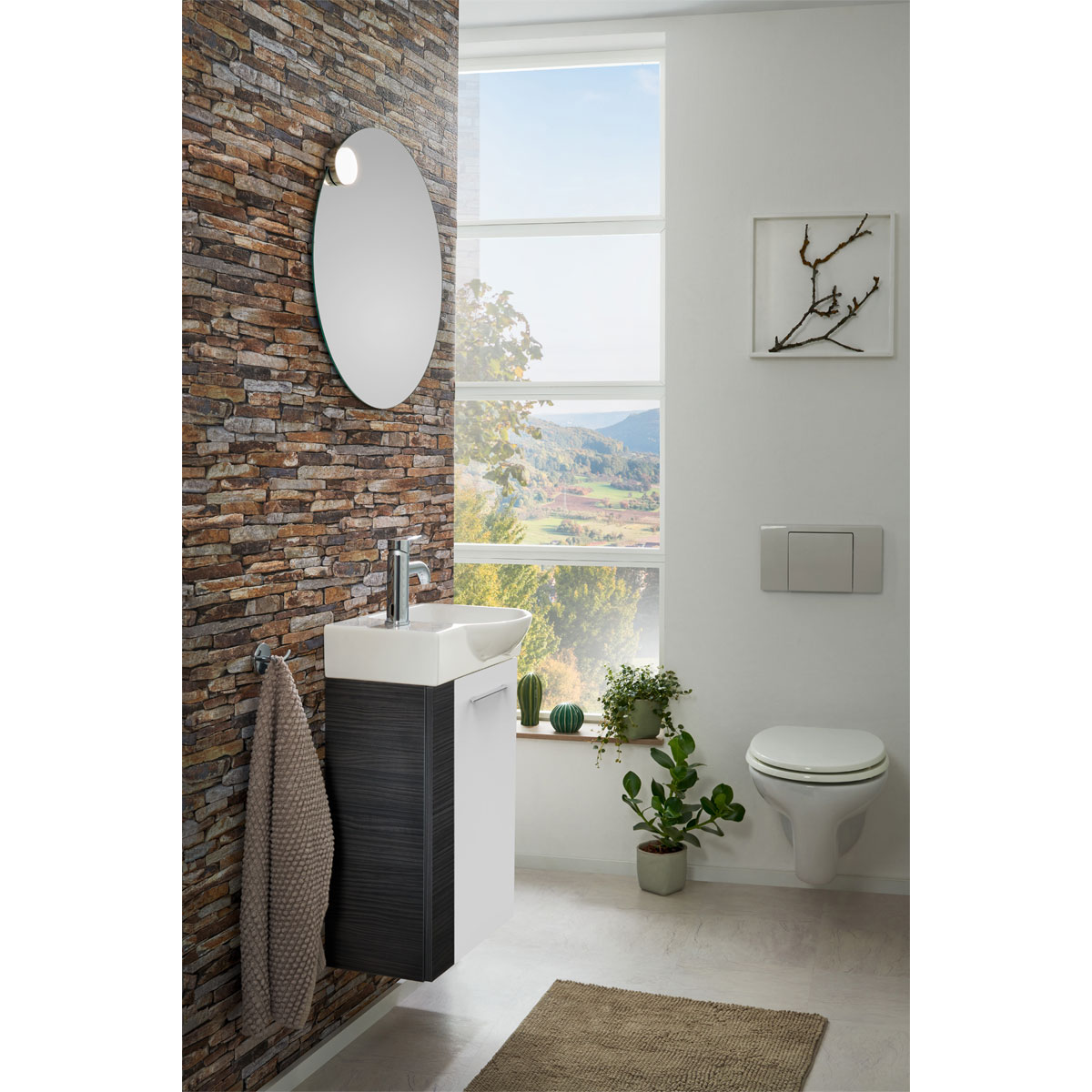 Fackelmann  Gäste-WC Waschtischunterschrank rechts SBC 440 x 600 x 243 mm DarkOak/Weiß Bild 6