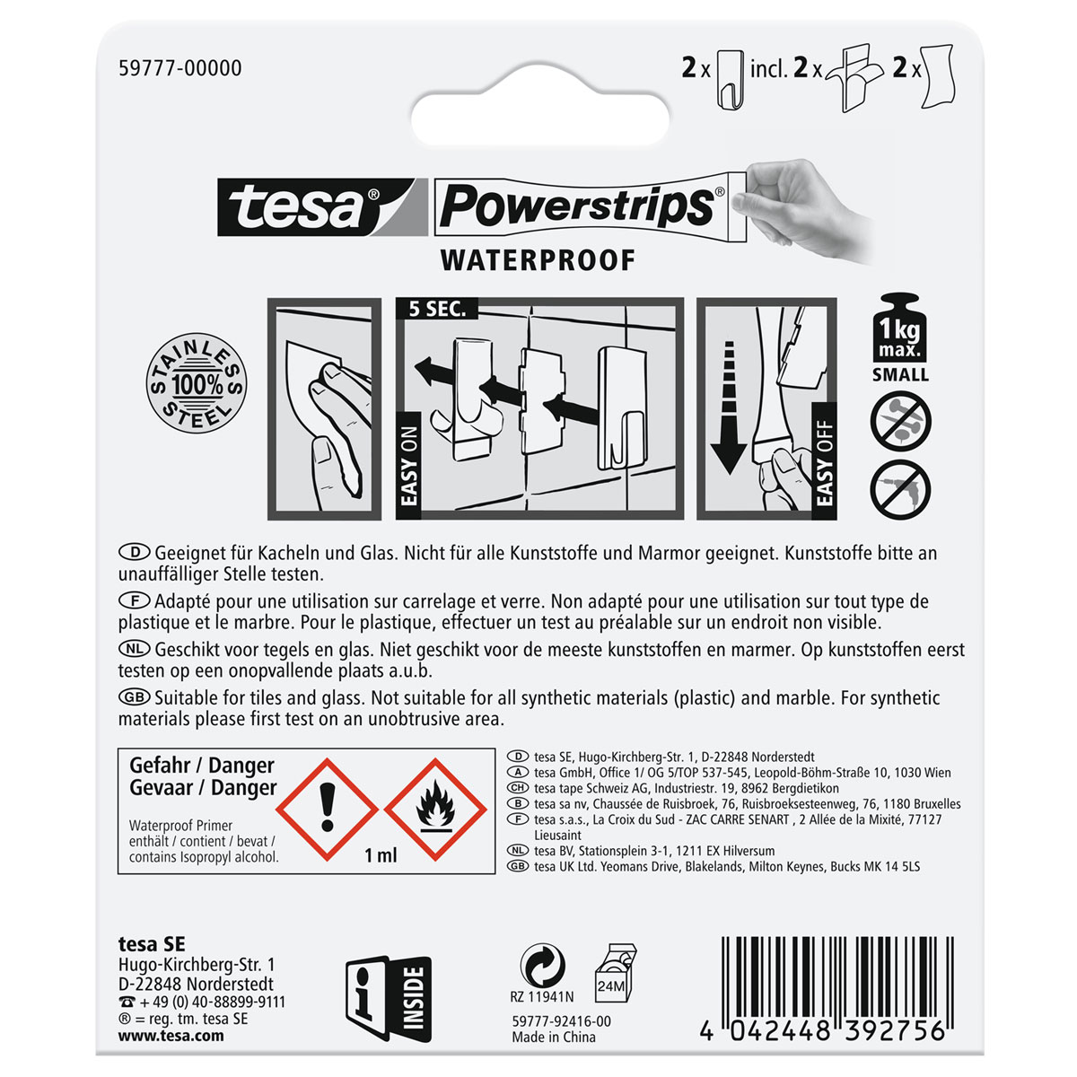 Tesa Haken Powerstrips Waterproof Small Metall Bild 2