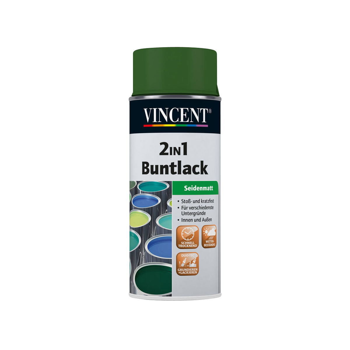 Vincent 2in1 Buntsprühlack laubgrün seidenmatt 150 ml Vincent 2in1 Buntsprühlack laubgrün seidenmatt 150 ml