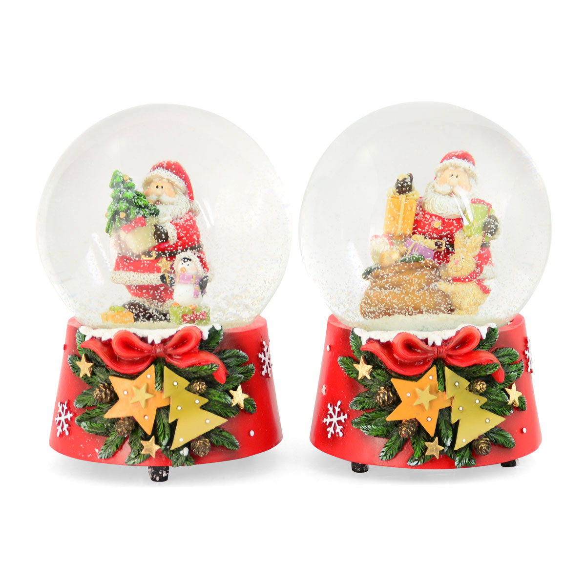 Spieluhr Schneekugel Santa sortiert Poly 14,5 cm Bild 1
