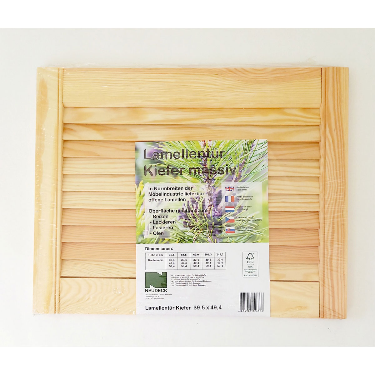 Lamellentür 39,5 x 49,4 x 2 cm Kiefer massiv Bild 1