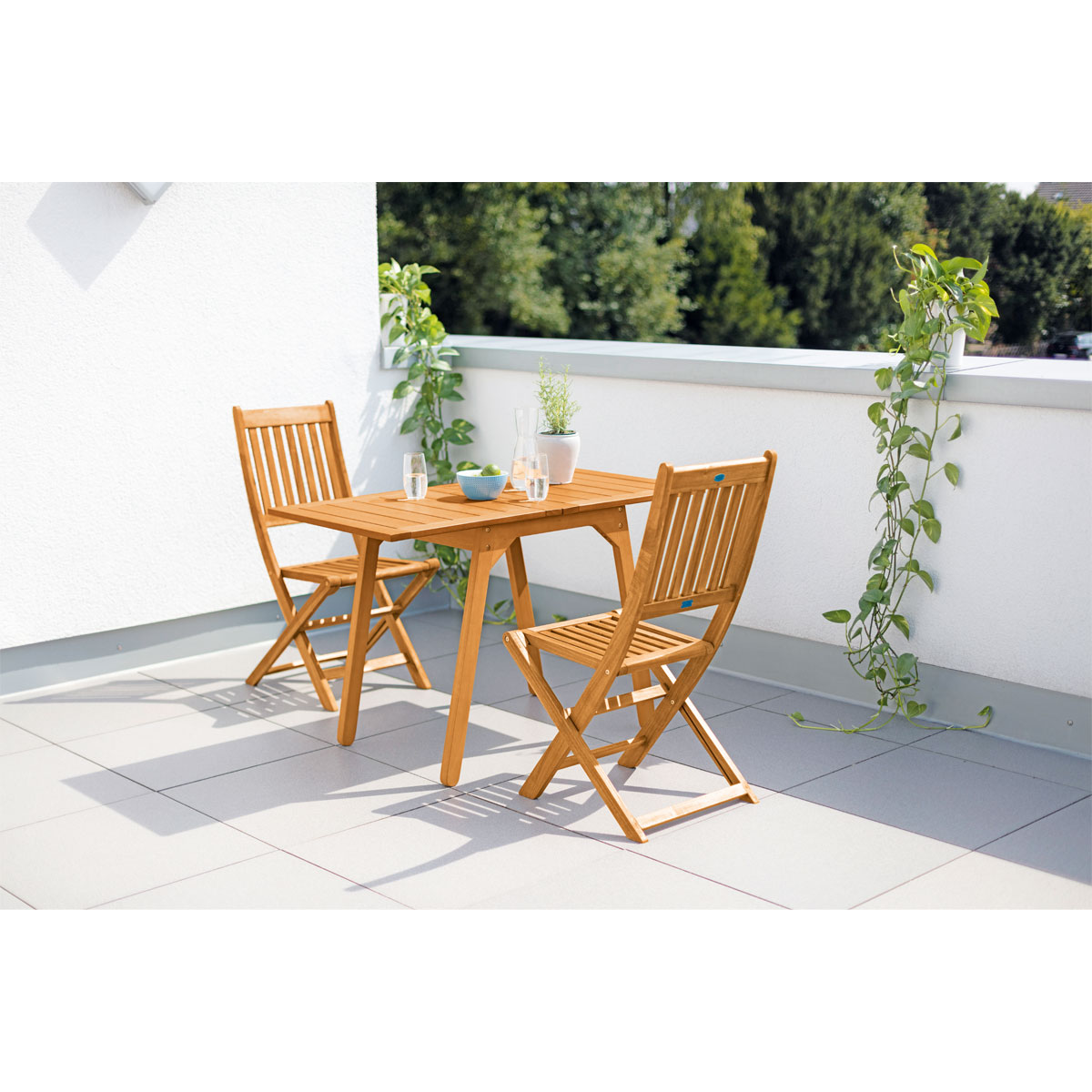 Haveson Balkontisch Rhodos 60-120 x 74 x 60 cm Eukalyptusholz Bild 3