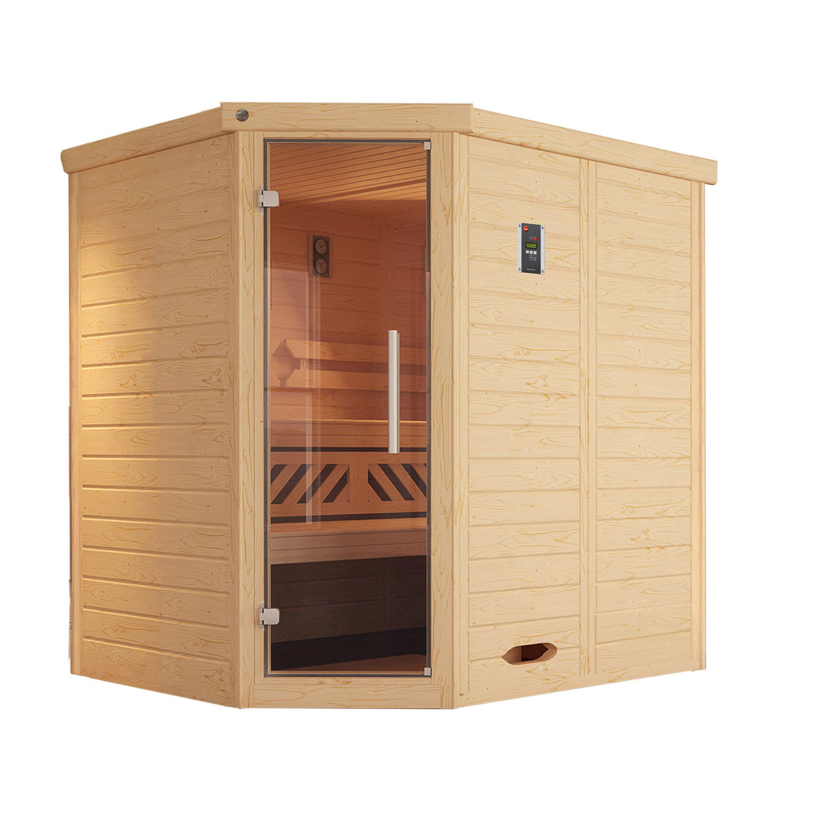 Weka Elementsauna Varberg Größe 4 Sparset 7,5 kW Bio S Glastuer und Fenster
